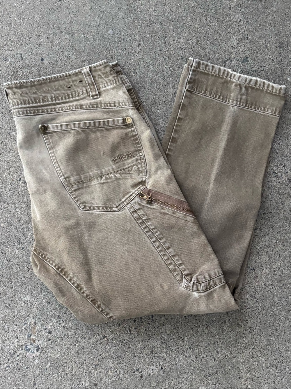 Kuhl The Law Distressed Patina Gorpcore Hiking Tan Khaki Men's Pants Size 36x32